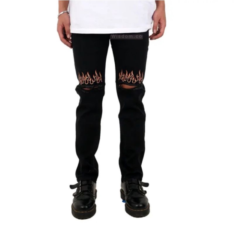 Wisdom.co H81F Jeans Slimfit Ripped Flame Fire Black Original