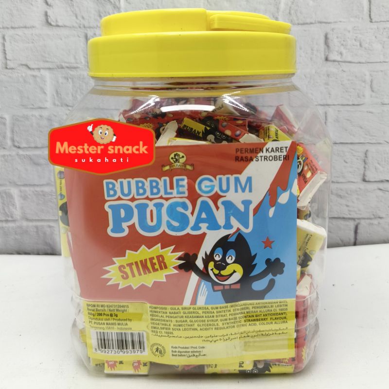 Permen Bubblegum Pusan Toples isi 200 pcs