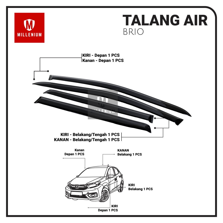 TALANG AIR PINTU MOBIL HONDA BRIO 2012 - 2017 MODEL SLIM