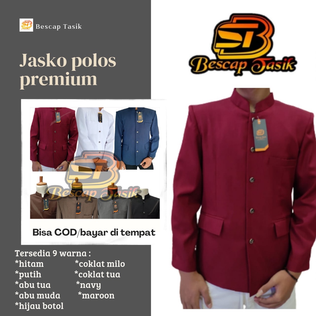 Jas Koko Pria Dewasa Jasko Polos Jas Formal Pria Jasko Motif Saku Tutup Jasko Premium