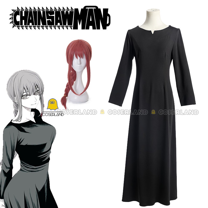 Dress Gaun Baju Chainsaw Man Makima Anime Cosplay