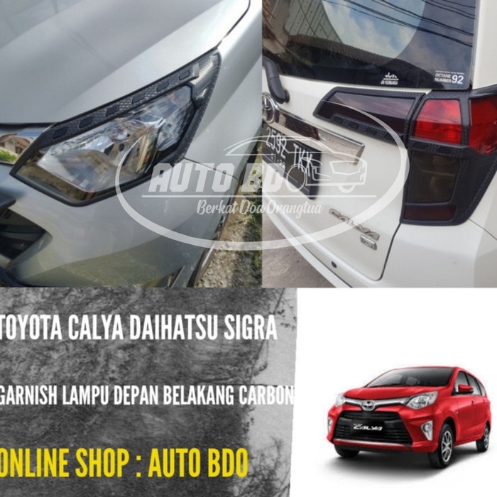 [BAYAR DIRUMAH] Paket Garnish Garnis List Lis Lampu Depan Belakang Calya Sigra Carbon / Perlengkapan