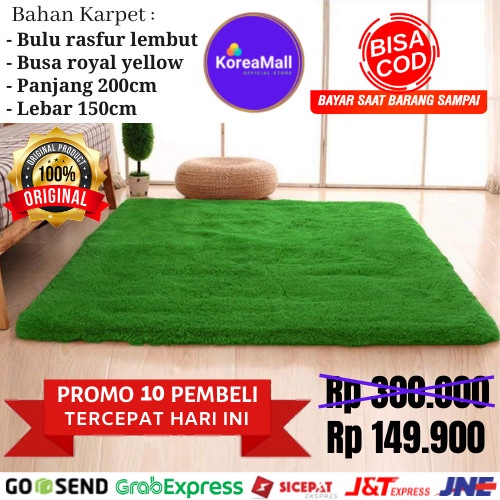KARPET BULU Karpet bulu KOREA IMPORT 200x150 rasfur lembut surpet / kasur TERMURAH - Hijau Botol kar