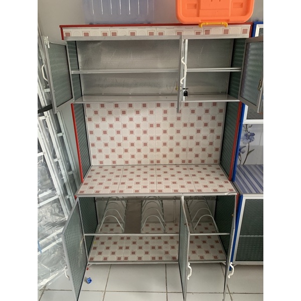 Rak Piring Jumbo 3 Pintu milan / Lemari dapur Serbaguna + Kunci