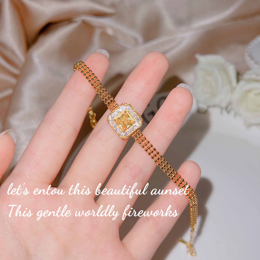 Goldkingdom Fashion Perhiasan Emas Asli Kadar 375 Bangkok Aksesoris Ready Stock Medium Gaya Antik Gelang Manik-Manik Warna Perancis Harta Karun 18K Emas Bantal Dengan Gelang Berlian Kuning