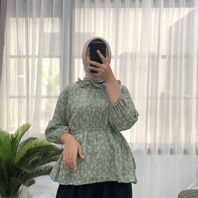 OLLA BLOUSE MOTIF BUNGA / BLOUSE KERUT