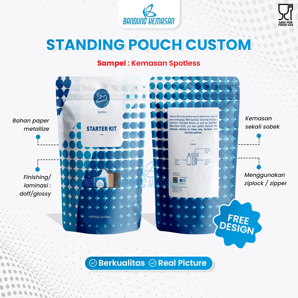 

16 x 25 - Cetak Standing Pouch Custom Kekinian Plastik Kemasan Sabun Bungkus Wadah Pelastik Full Printing Alumunium Foil Klip Ziplock Zipper