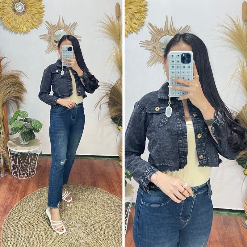 One Set Dres Outher Jaket Jeans Crop Rawis One Set Inner dan Jaket 2022-4