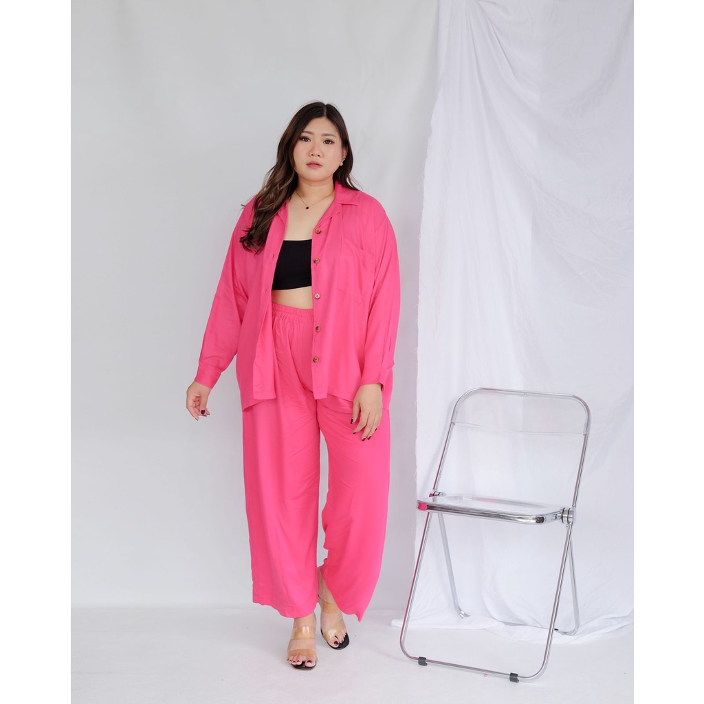 BIGWELL.ID MOZIA SET POLOS  - SETELAN WANITA BIG SIZE / SETELAN JUMBO / PIYAMA RAYON