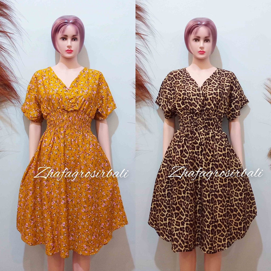 DRESS MOZA PENDEK MOTIF