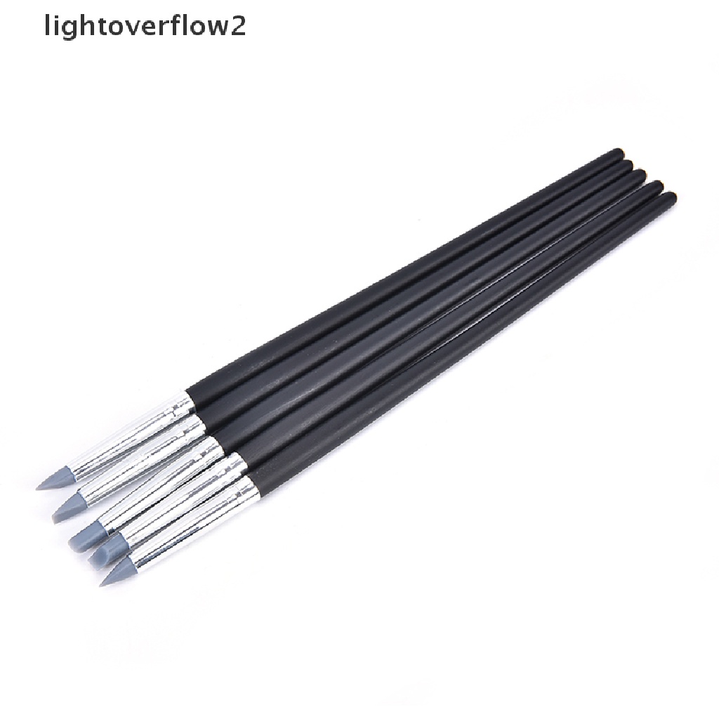 (lightoverflow2) 5pcs / Set Brush Pen Nail Art UV Gel Bahan Silikon Warna Abu-Abu (ID)