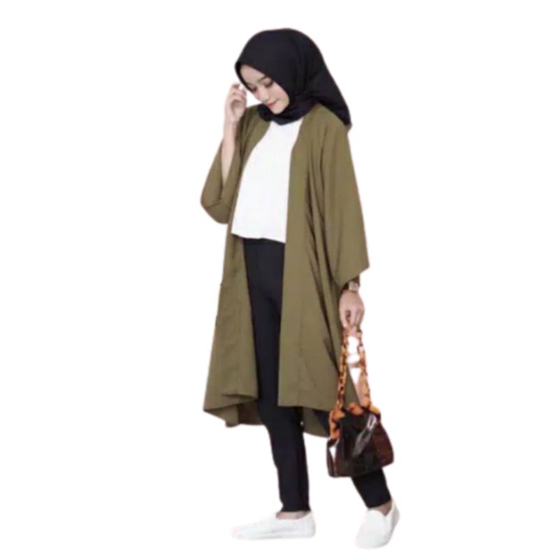 Cardigan Panjang Bahan Moscrepe Premium Fit XL Terbaru 2023 Korea Style . Atasan Baju Outer Wanita Blezer panjang Dewasa Kekinian Murah Davia