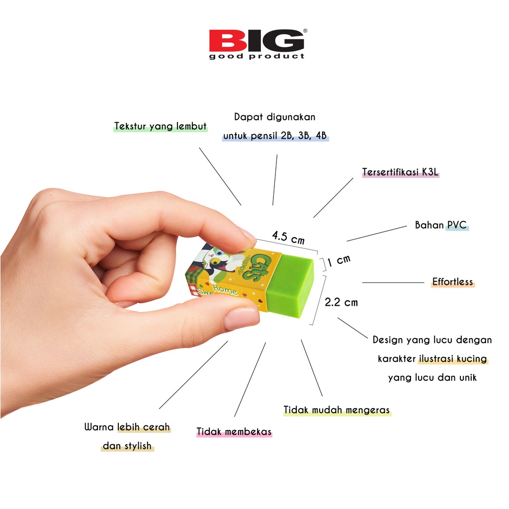 Eraser Penghapus Warna BIG Cat Series 4B ER-9243C - Pack