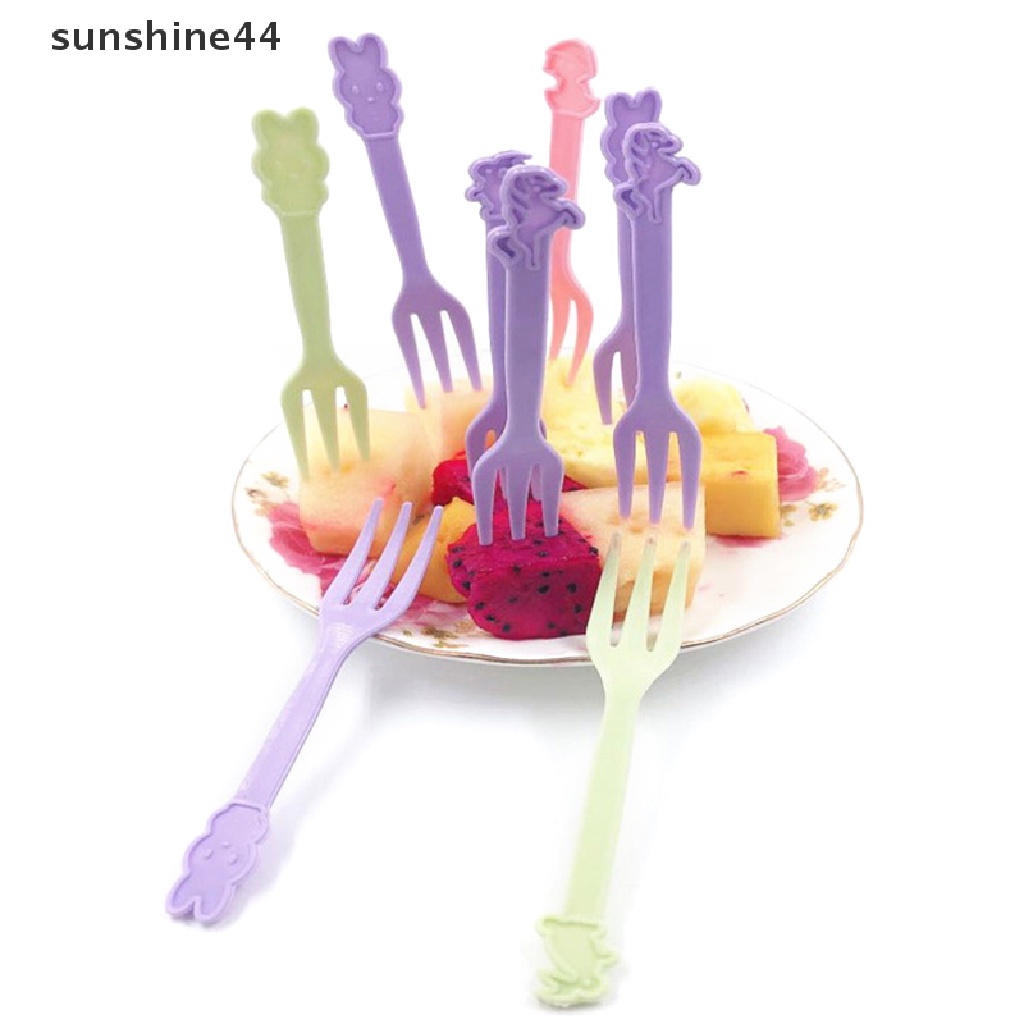 Sunshine 25pcs Garpu Buah / Kue / Snack Mini Desain Kartun Hewan Peternakan Untuk Anak