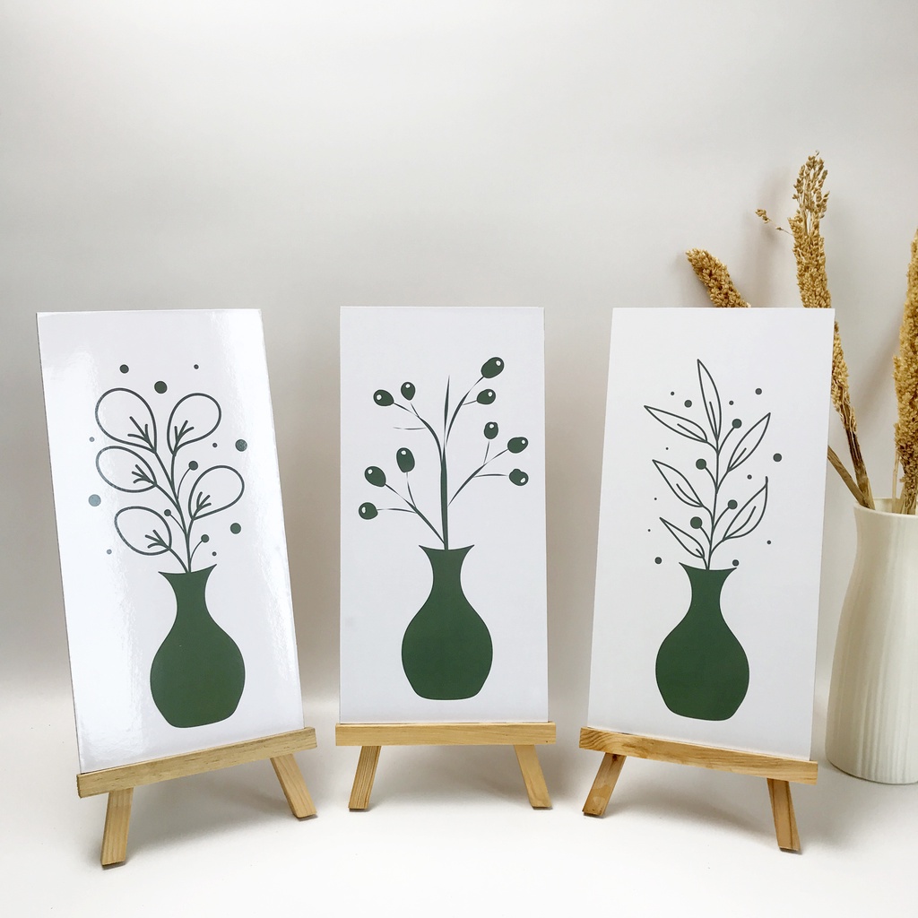 TENNESY HIASAN DINDING BUNGA VAS FLOWER POT SOFT GREEN 15x30CM WALL DECOR PAJANGAN KAYU POSTER DEKORASI DINDING KAMAR RUMAH