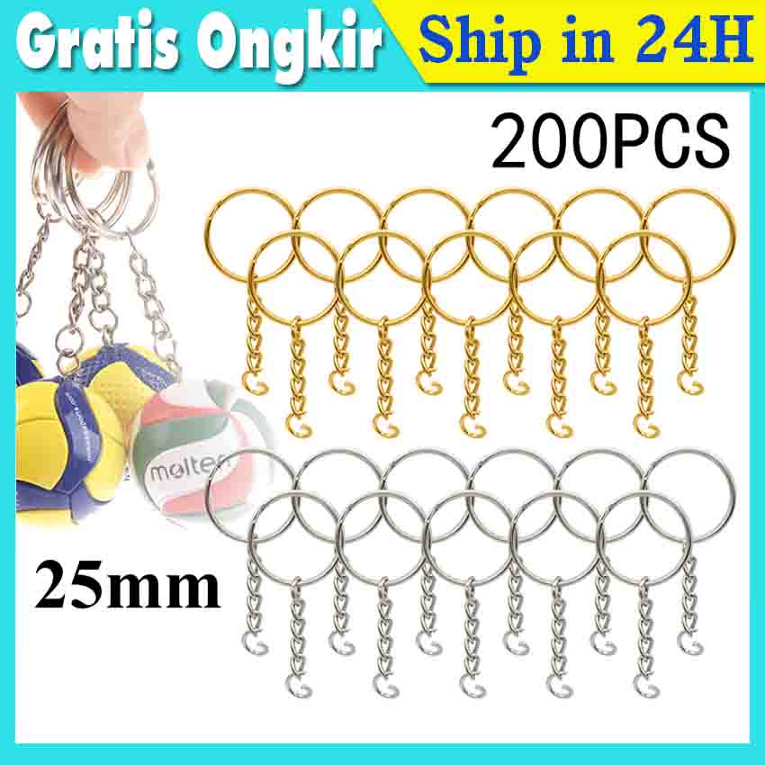 Ring gantungan/ keychain gepeng warna gold, isi 100pcs diameter ring 28mm