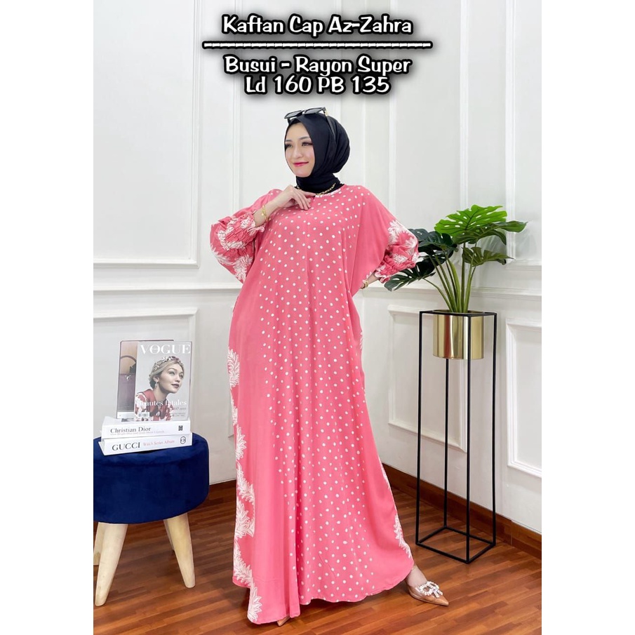 AZ-ZAHRA KAFTAN SIZE JUMBO XXXXL MOTIF CAP ENCIM WARNA SOFT BUSUI RESLETING DRESS WANITA KEKINIAN RAYON TEBAL BATIK PEKALONGAN