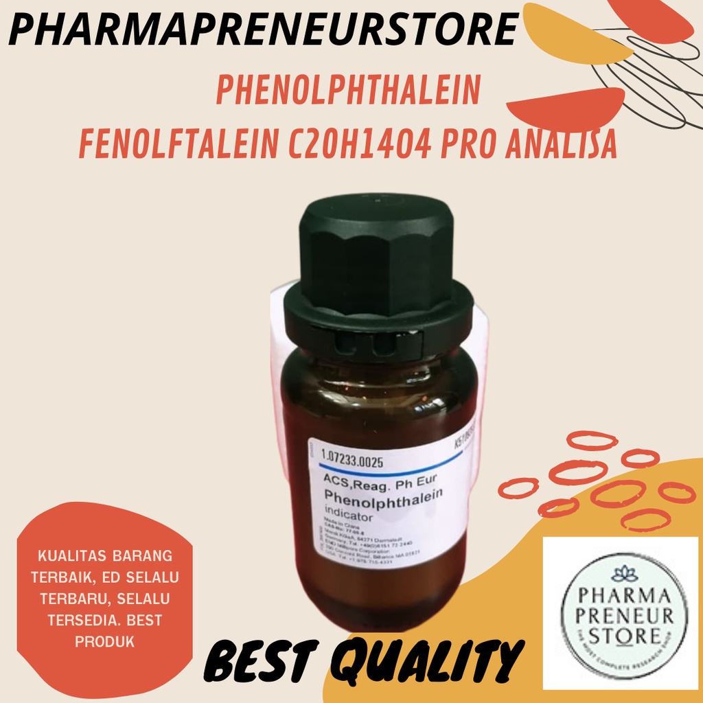 PHENOLPHTHALEIN / FENOLFTALEIN PRO ANALISA 1 DAN 5 GRAM MERCK BEST QUALITY