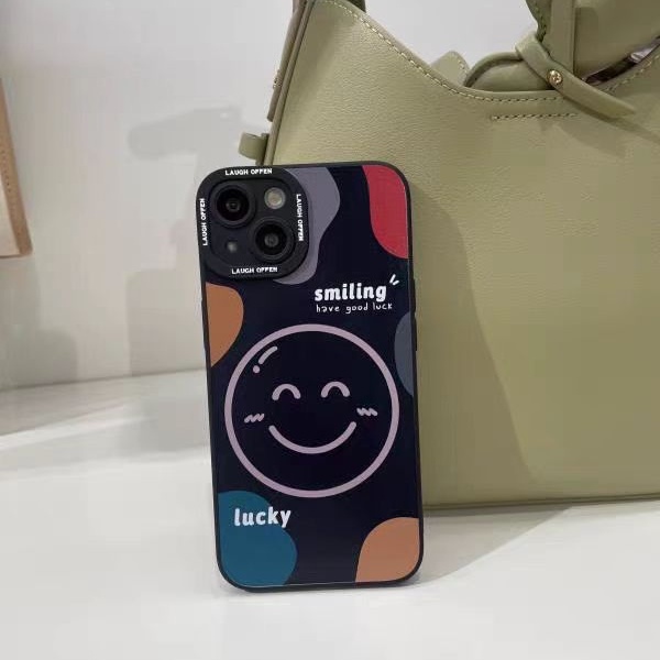 Ins Casing iPhone 14 14pro 14Plus 14prm 13 13pro 13prm 11 7Plus 8Plus Xr XS 12pro Max Motif Smiley Shockproof