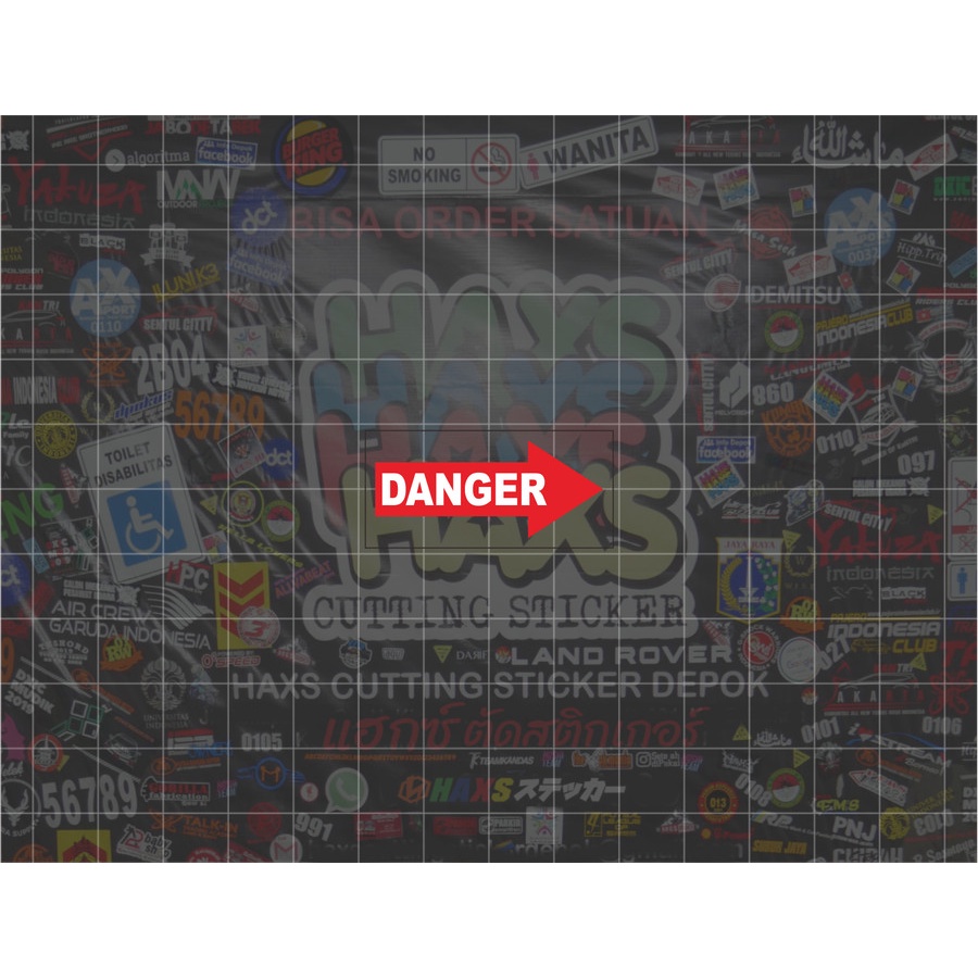 Cutting Sticker Danger Tanda Panah Bahya Pesawat Ukuran 3,5 Cm