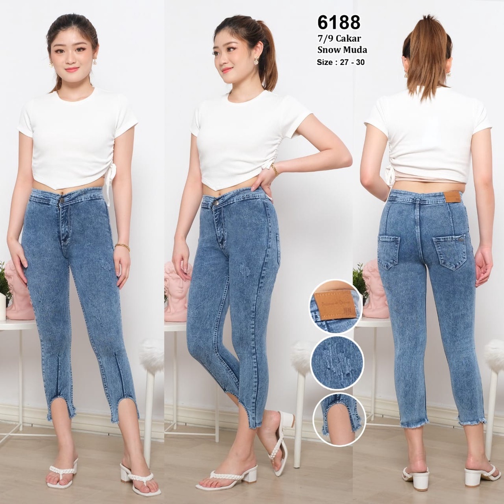 Celana Jeans Wanita Highwaist 7/9 Rawis 27-30 Bisa Bayar Ditempat(COD)