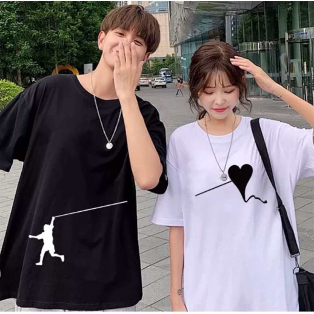 Baju Couple Love Pasangan Motif Layang-Layang Tshirt Couple Korean Style