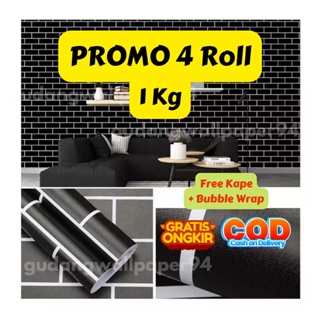 Gudang Wallpaper Stiker Dinding Kamar Tidur Motif Batu Bata Hitam Bahan PVC Premium Anti Air dan Anti Noda Berkualitas Terbaik Grade A+ (SUDAH ADA LEM) / Stiker Dinding