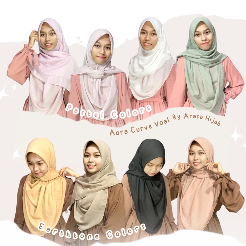 Aora Curve 120 &amp; 130cm Cotton Voile by Arasa Hijab• Bawal Curve • Segiempat Curve Syari • Hijab Malaysia • Segiempat Oval