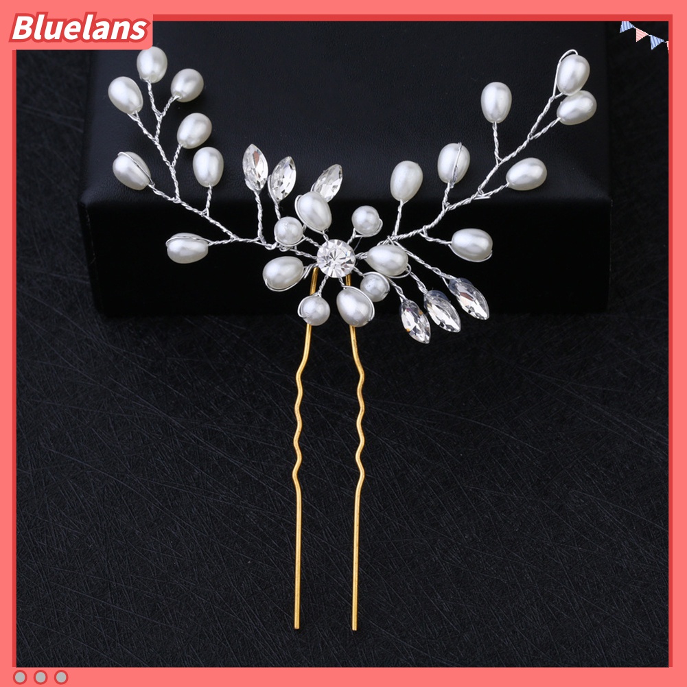Bluelans Jepit Rambut Aksen Mutiara Berlian Imitasi Untuk Wanita