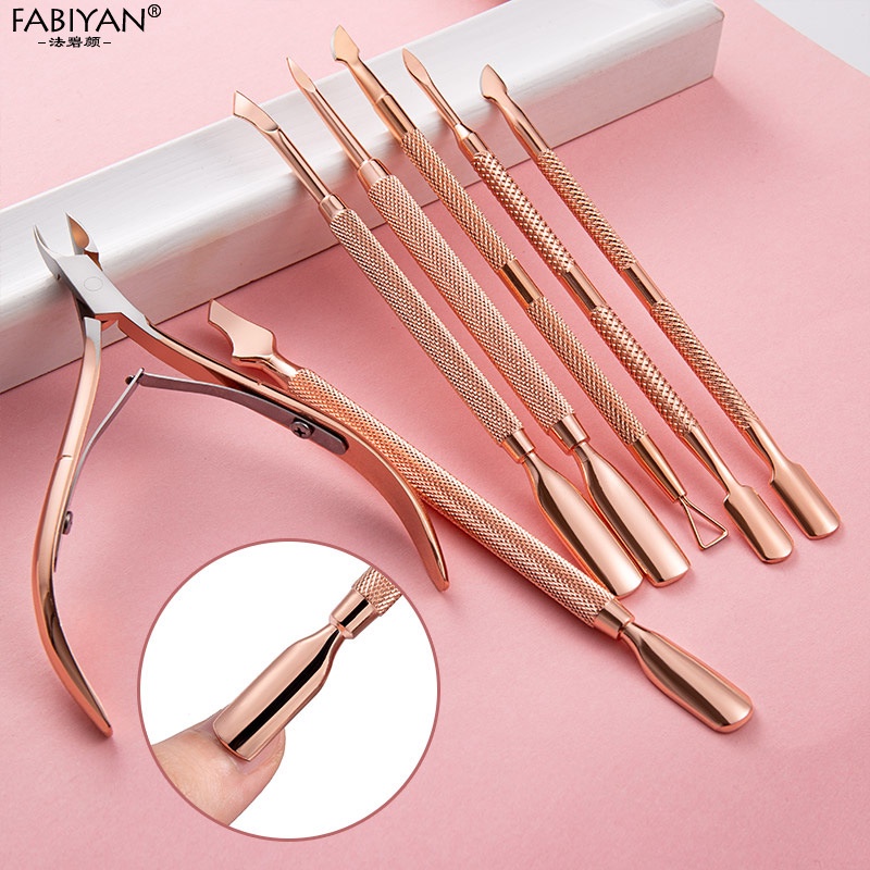 MAANGE0078 Manicure Set Pedicure Set Kuku Pembersih Kuku Baja Tahan Karat Emas Mawar Ganda Model Baru Penutup Kuku