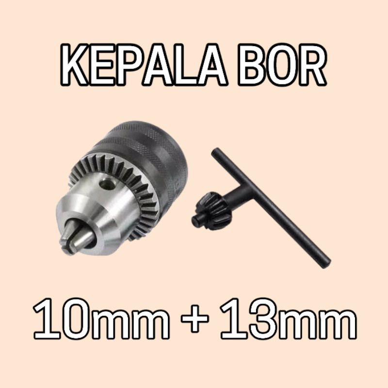 Kepala Bor 10mm & 13mm Drat + Kunci Kepala Bor Sparepart Mesin Bor Drill chuck 10 mm 13 mm