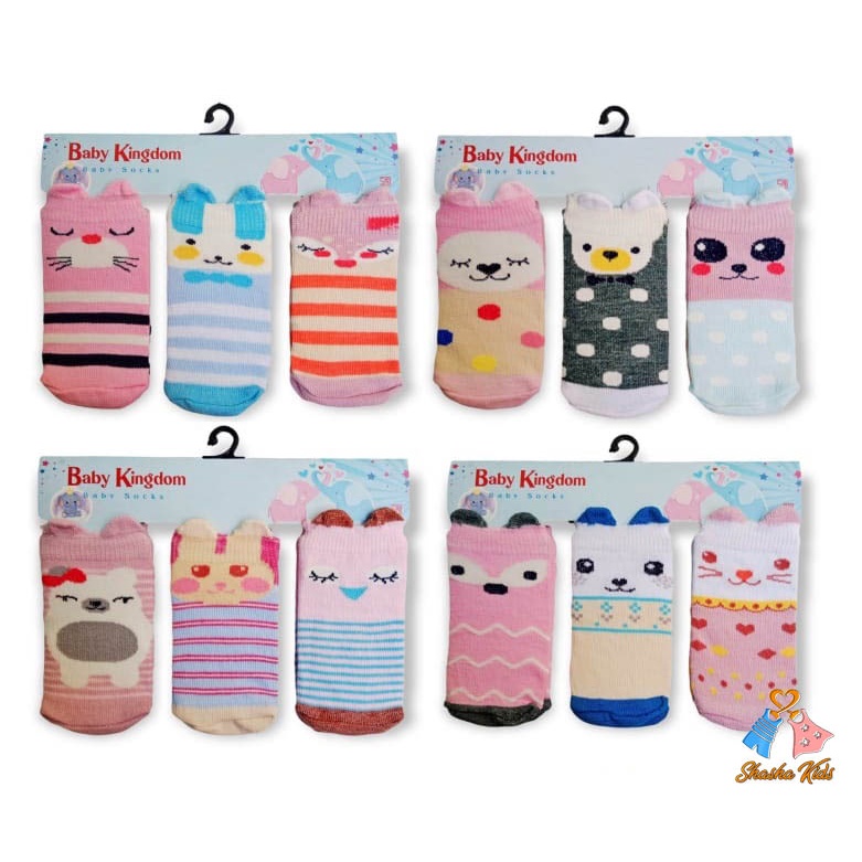 Kaos Kaki Bayi isi 3 Pasang Baby Kingdom 3D / Kaos Kaki Bayi 3in1