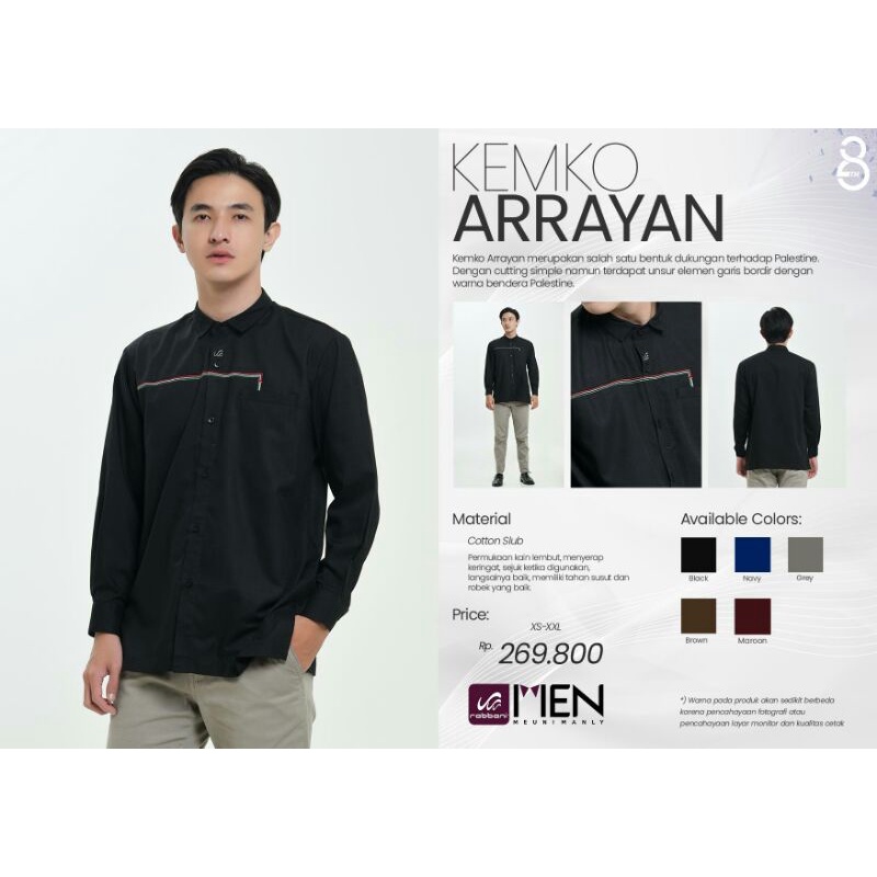 Kemko Zayya Mst - Baju Koko Rabbani - Baju Koko Hitam - Kemko Hitam Lengan Panjang Kancing - Baju Ko