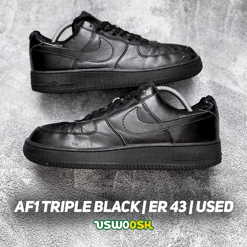 Nike Air Force 1 triple black sepatu second