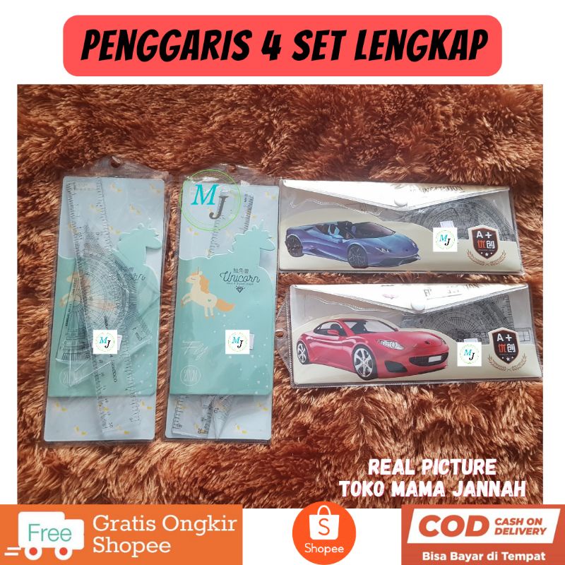 

Penggaris 4 Set Lengkap Penggaris Bening