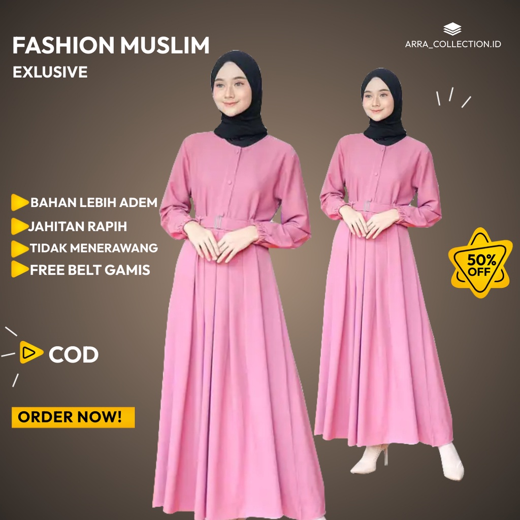 Baju gamis wanita busui terbaru polos murah bahan katun jubah perempuan muslimah buat lebaran dress 