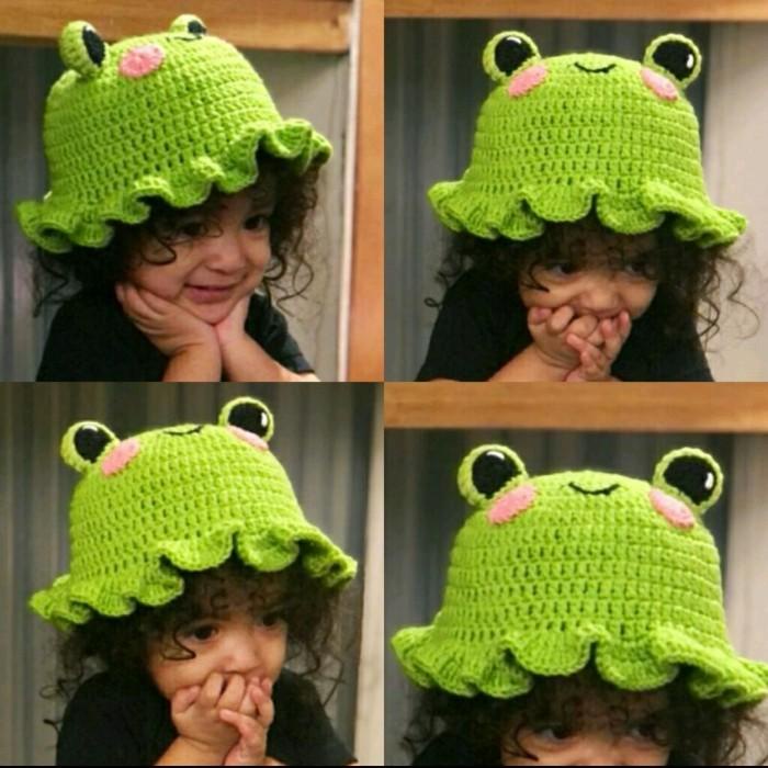 crochet bucket hat/ bucket hat rajut/ topi rajut / handmade frog hat