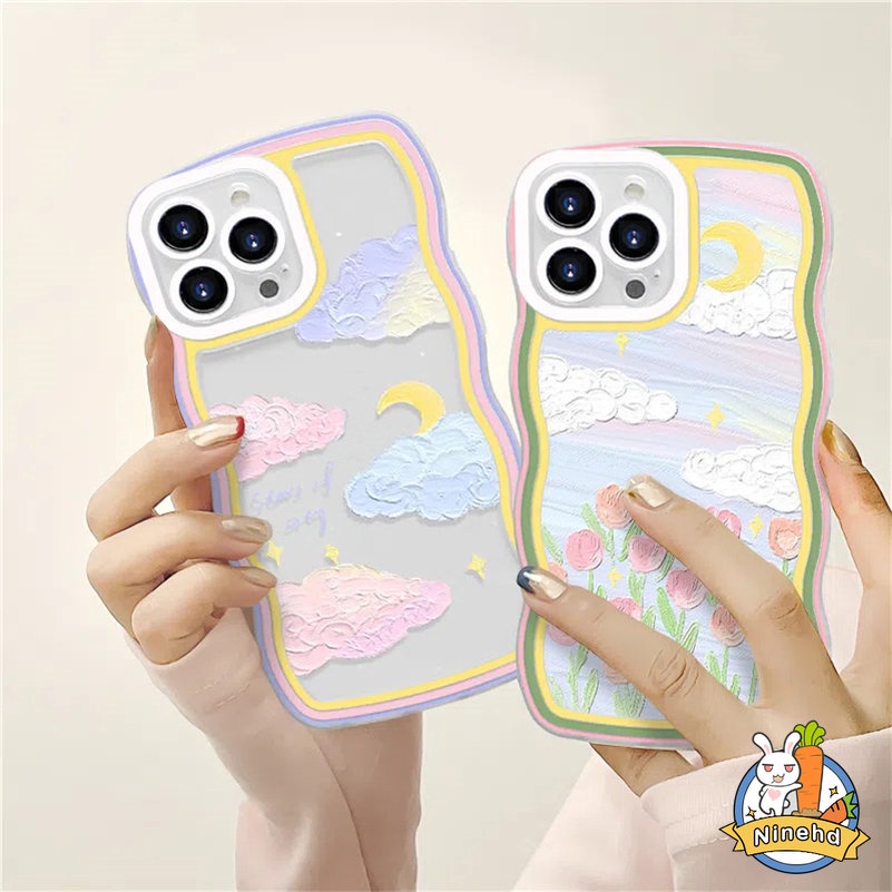 Casing Soft Case Karet Tebal Motif Awan Untuk iPhone 14 13 12 11 Pro Max X Xr Xs Max 8 7 6 6s Plus