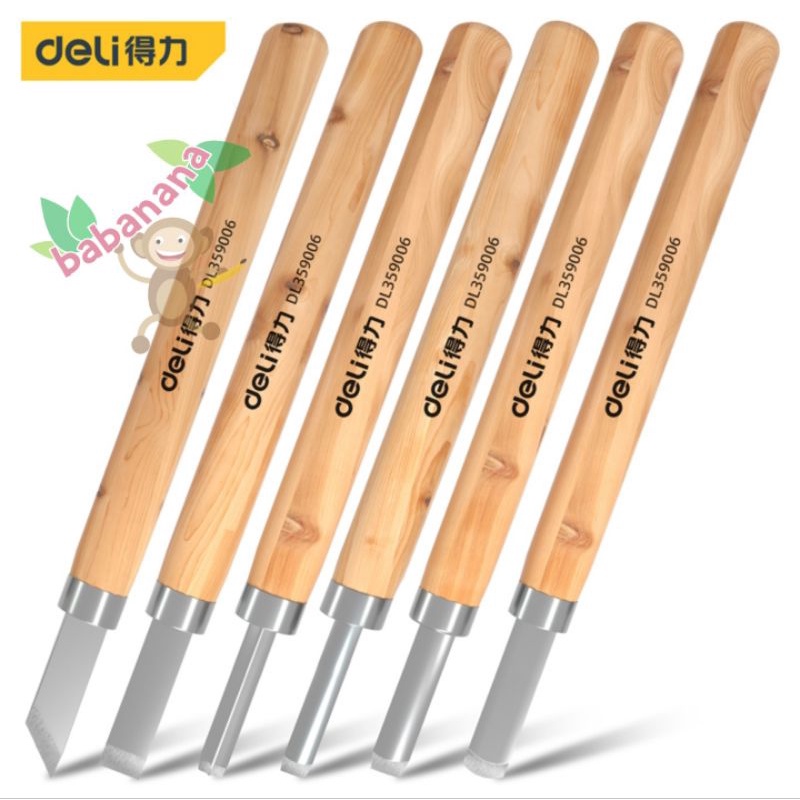 Deli DL359003 Pisau ukir 6 in 1 crafting pen cutter knife pahat kayu