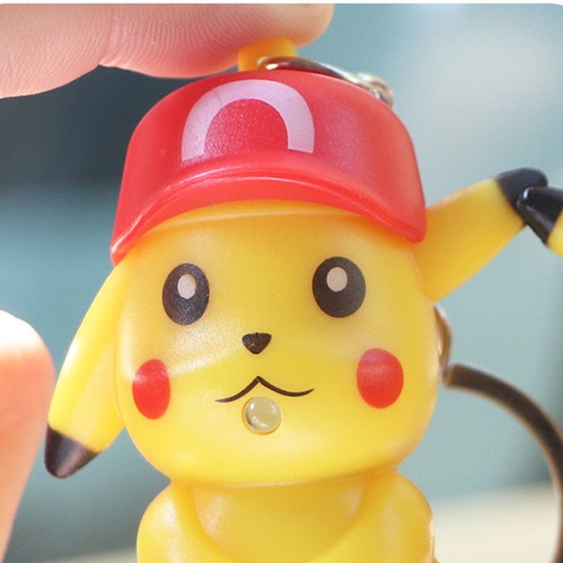 Takara TOMY Gantungan Kunci Boneka Pikachu Dengan Lampu LED + Suara