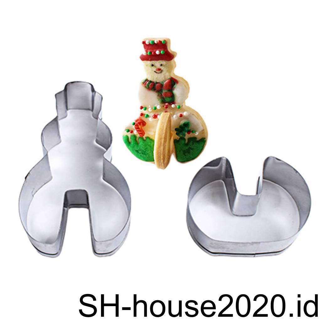 8 Pcs / Set Cetakan Pemotong Kue 3D Bahan Stainless Desain Natal Untuk Alat Baking Biskuit