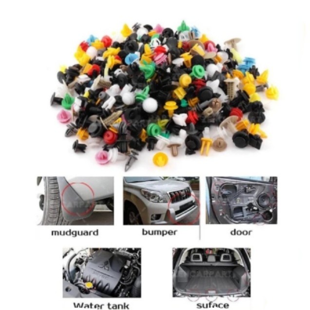 Baut Rivet SET 160pcs Klip Kancing Plastik Clip Panel Mobil Universal