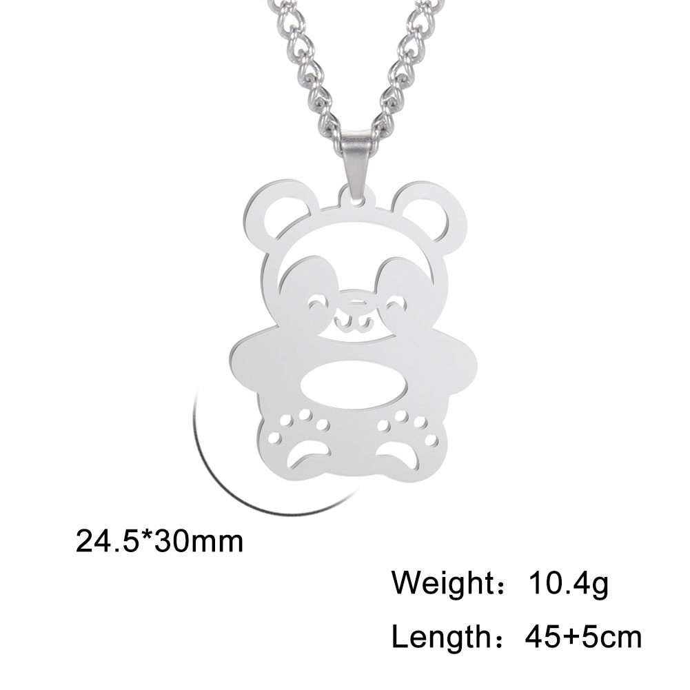 Kalung Rantai Bahan Titanium Desain Bayi Panda Hollow out Gaya Nasional Serbaguna Untuk Hadiah