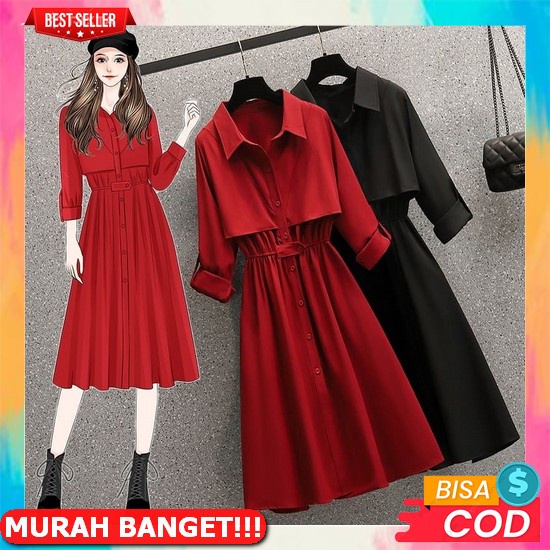 Korean Square Neck Dress / Korean Mini Dress Hitam / Dress Wanita Livea Baju Cantik Mini Korea Style