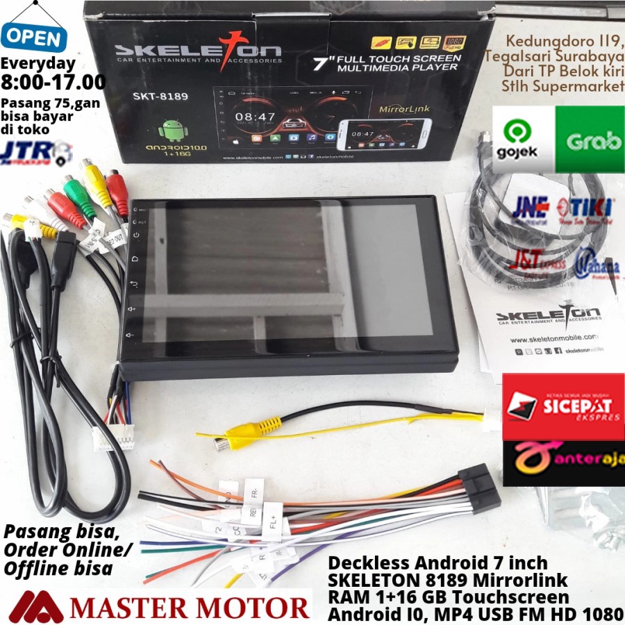 Headunit ANDROID SKELETON 8189 7 inch RAM 1 16GB Mirrorlink SKT8189 HD HU Doubledin MP3 Radio USB Ta