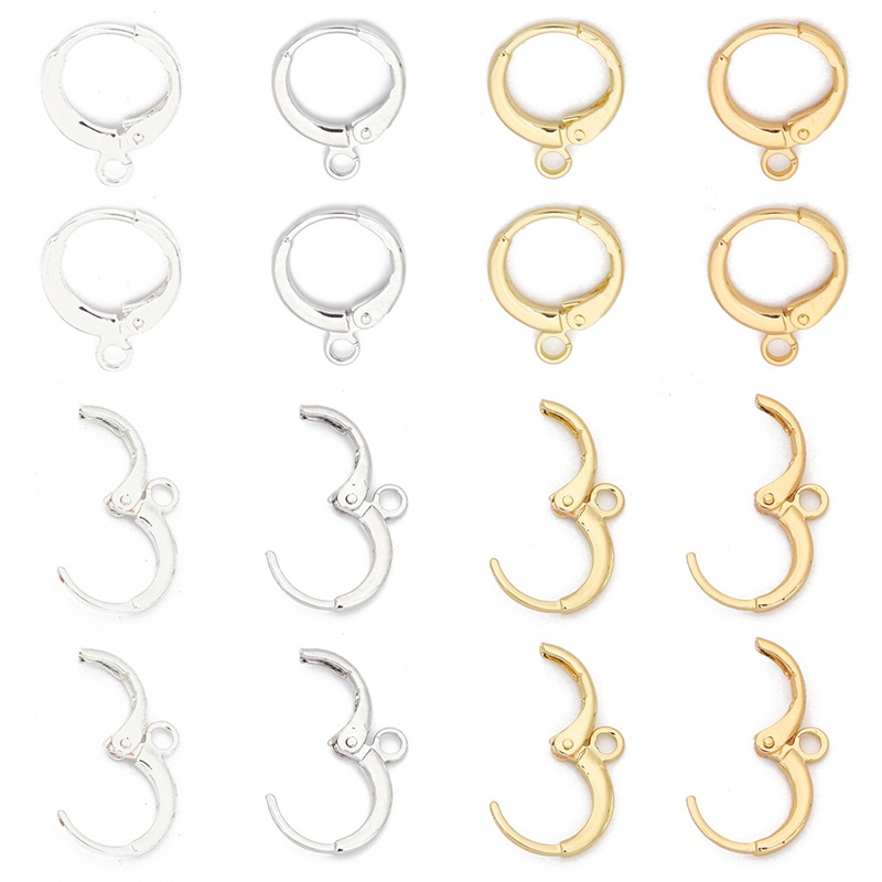 10pcs Kait Anting Warna Gold Silver Gaya Perancis Untuk Membuat Perhiasan DIY