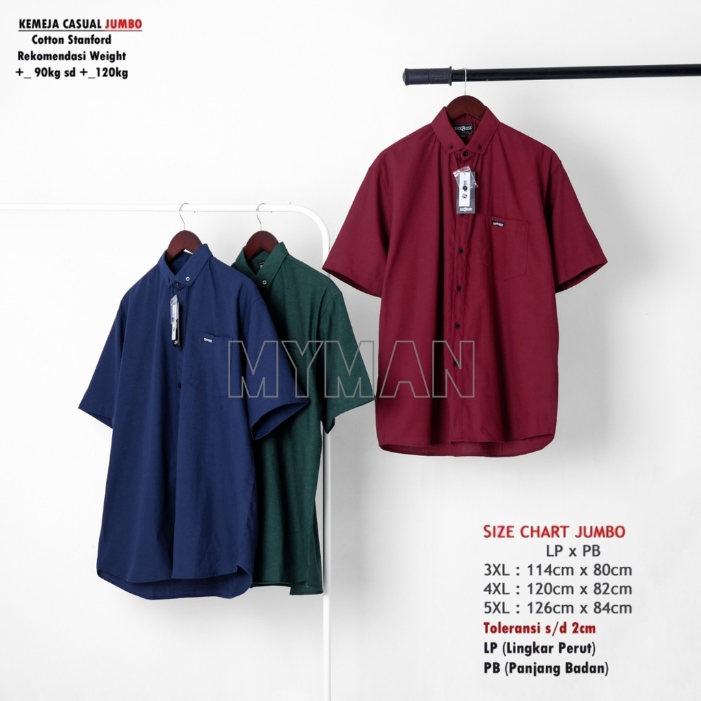 MY MAN Original Kemeja Polos lengan pendek jumbo kemeja pria warna hitam big size art seri MY221
