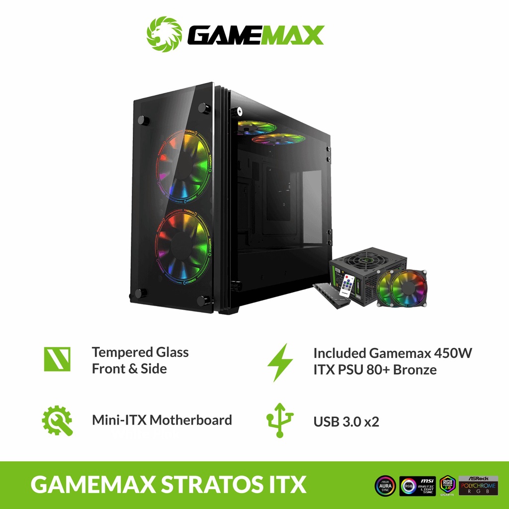 GAMEMAX STRATOS ITX Gaming PC Case