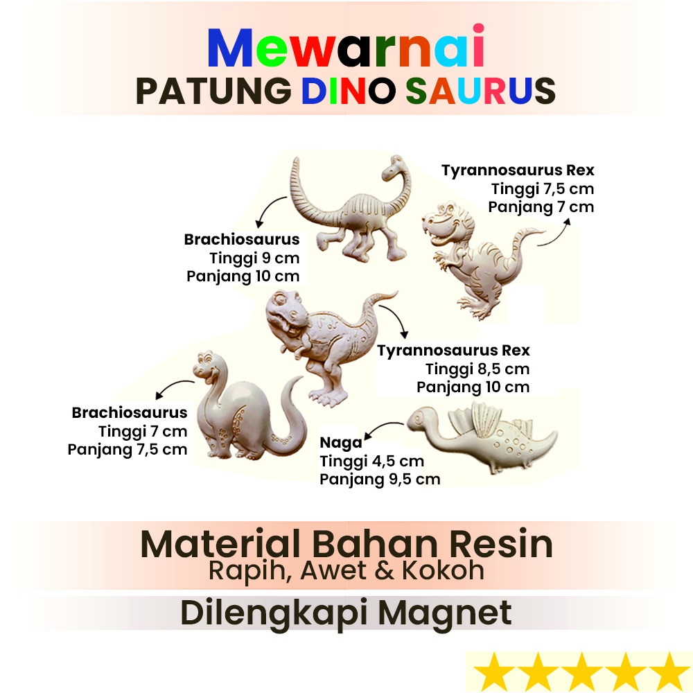 

RK Paket Lukis Anak Mewarnai Patung Dinosaurus Bahan Resin Bukan Gypsum