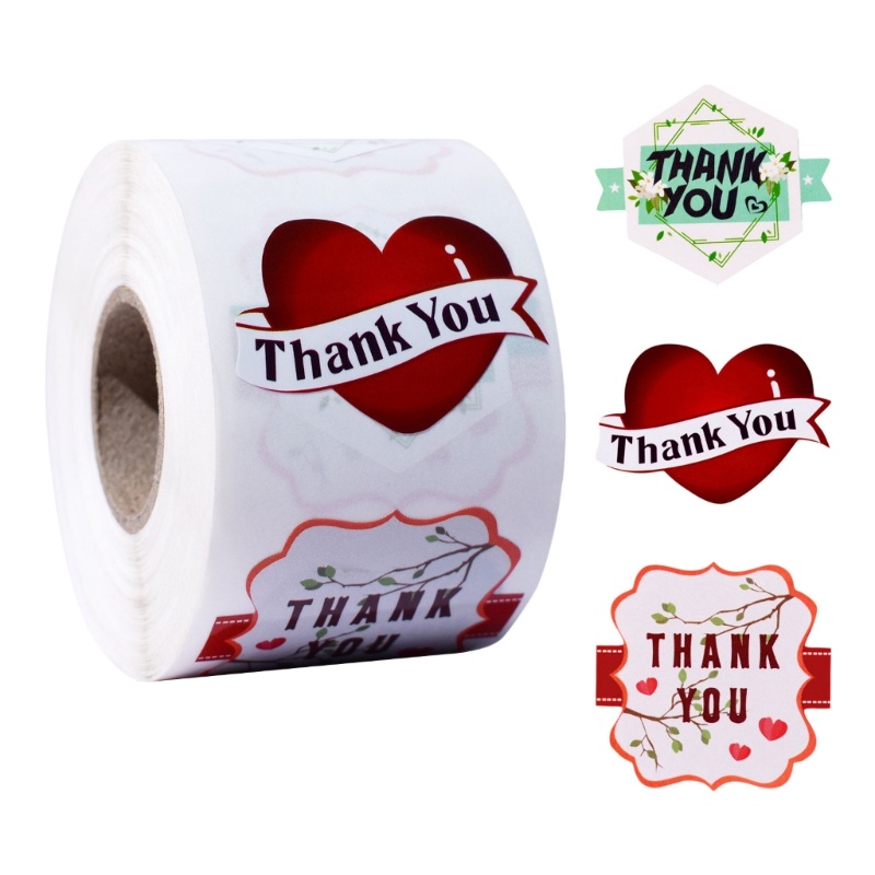 500x / Roll Stiker Label Perekat Desain Thank You Untuk Dekorasi Natal